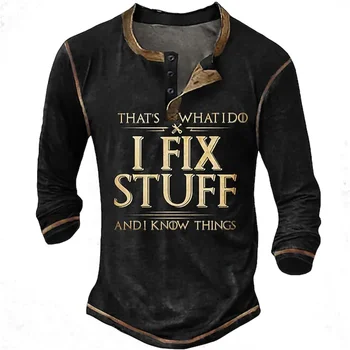 Мъжка тениска с азбука Хенли, Лятна Реколта Тениска Оверсайз с 3D Принтом, Мъжки Дизайнерски дрехи в стил Харадзюку с Дълъг ръкав 2023