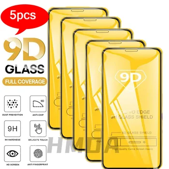 5ШТ 9D Защитно фолио за екрана С Пълно покритие от Закалено Стъкло за iPhone 14 13 12 11 Pro Max X XR XS Max 78 plus Многослойни Стоманобетонни