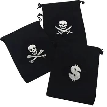 20pcs Хелоуин Парти Cosplay Пиратски комплект Джобен подпори Череп Пиратски играчки Пластмасови златна монета на Тъканта, чанта за съхранение на бижута