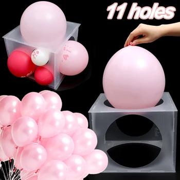 11 дупки, пластмасова кутия за определяне на размера на балони, балони, Сгъваема инструмент за измерване на размера на балони за декорация балони за Рожден Ден, сватба