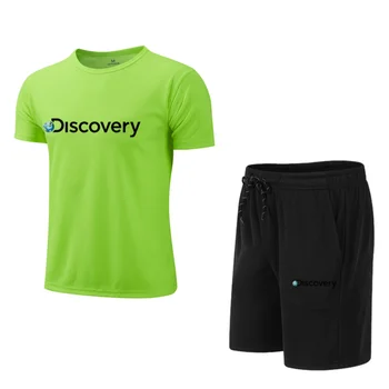 Летен Мъжки костюм Discovery, спортни къси панталони, дишащи панталони, баскетбол костюм за състезания по фитнес, тениски по поръчка