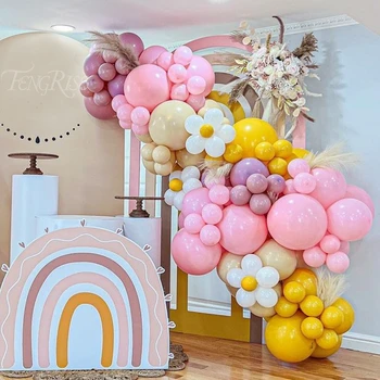 Набор от Гирлянди от балони с Цветя, жълто Канарче Латексный балон, Лятно Украса за Парти по случай рожден Ден, Детски душ за момичета, Сватбата с цветя
