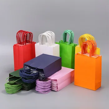 10 бр. Цветни хартиени торбички от Крафт-хартия, ръчна хартия пакети, Правоъгълни подарък бонбони, цветни чанти за багаж, аксесоари за парти, рожден Ден