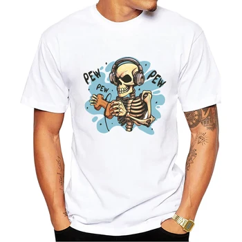 2023 Мъжки модни тениска с музикален модел на скелета, стръмни върхове с творчески принтом