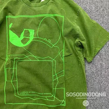CAVEMPT C. E, застиранный батик, зелена тениска CAVEMPT Empty, мъжки и дамски тениски с абстрактна геометрия