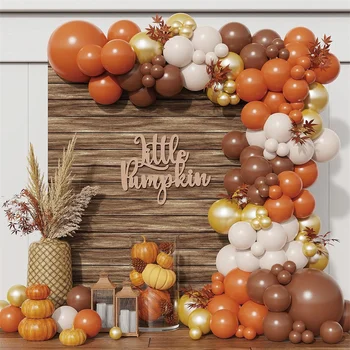Набор от гирлянди от малки топки под формата на тиква, оранжеви Кофейно-кафяви балони с бял пясък в Деня на Благодарността, реколтата, за украса на парти