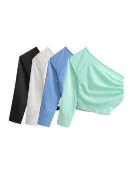 ТРАФИКА, дамски модни асиметрични Блузи, Секси Дамски ежедневни ризи с дълъг ръкав с едно рамо, Шик блузи в стил Харадзюку