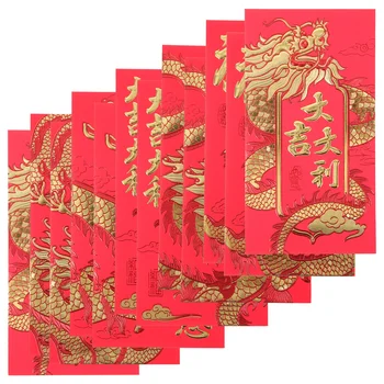 30 Бр Портмонета Творчески Червен Пакет Сладки Пликове Китайски Коледен Фестивал Нежни Хартиени Торби С Дракони