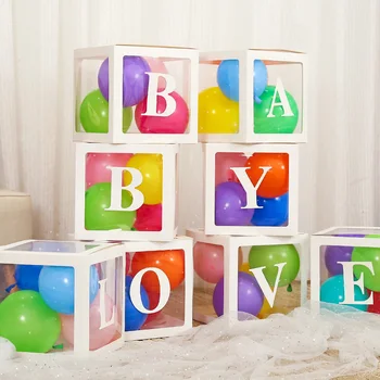 Прозрачна кутия с балони, Рожден Ден, Азбука, Регион, Кутия за балони, Украси за сватбени Тържества, рождени дни, Детски душ, Декор за парти