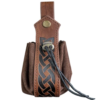 Поясная чанта от изкуствена кожа с катарама в стила на викингите, средновековна ретро, подходящи за ежедневието, Cosplay, Удобна каишка, нула портфейл