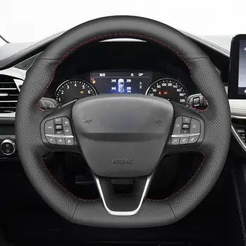 Тампон върху волана на колата с ръчно оплеткой за Ford Focus, Fiesta (ST|ST-Line) 2017-2020 Kuga Puma (ST-Line) 2019 2020 Кожена тапицерия