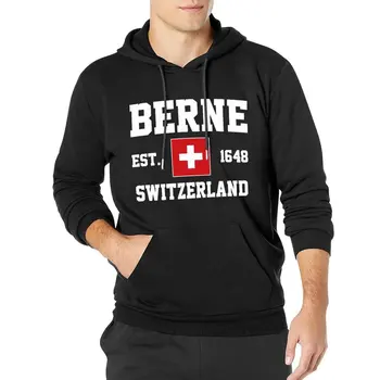 Мъжки И Дамски блузи, Швейцария Swiss EST.1648 Berne Capital, Пуловер с качулка, hoody в стил хип-хоп, Памук, Унисекс