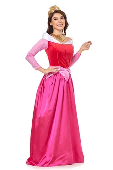 Висококачествени Дамски Класически Спящата Красавица, костюм на Принцеса за Хелоуин, Бална Рокля, Розова Рокля за Cosplay Aurora за възрастни