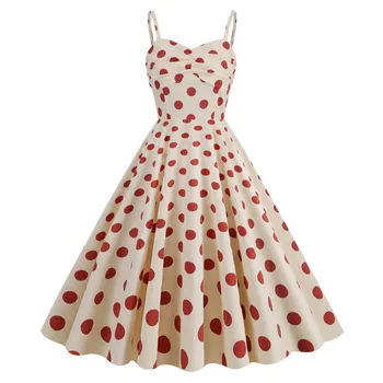 SISHION Ново секси ретро рокля в ретро стил от 50-те 60-те години VD4169 Трапецовидна форма за парти по случай рождения ден на полка точки