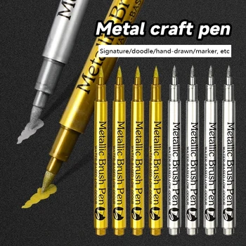 1/3 бр. комплект метални химикалки-маркер химикалки цвят: златист, сребрист, бял, постоянни художествени маркери за илюстрации на художника, занаяти, тъкани за scrapbooking