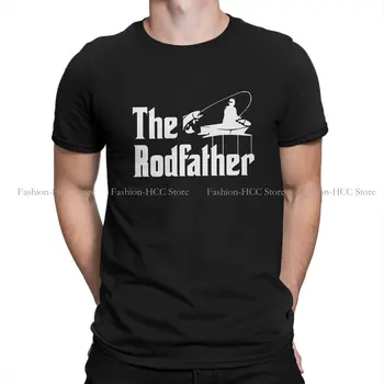 The Rodfather Fish, тениски за хипстеров, полиестер, Рибар, риболов, риболов, летят, забавна мъжка тениска с кръгло деколте