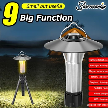 Led фенерче Type-C Rechagre, уличен фенер за къмпинг лампа за палатка с барбекю, подвесная лампа за риболов, аксесоари за къмпинг
