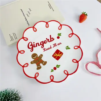 Коледна лейси керамична чиния, Креативна мультяшная табела в стил Уестърн, Сладко момиче, чаша за закуска под формата на сърце, прибори за хранене